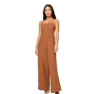 L*SPACE Jaida Jumpsuit Womens‎ Size S Back Tie Wide Leg Brown Gauzy Boho